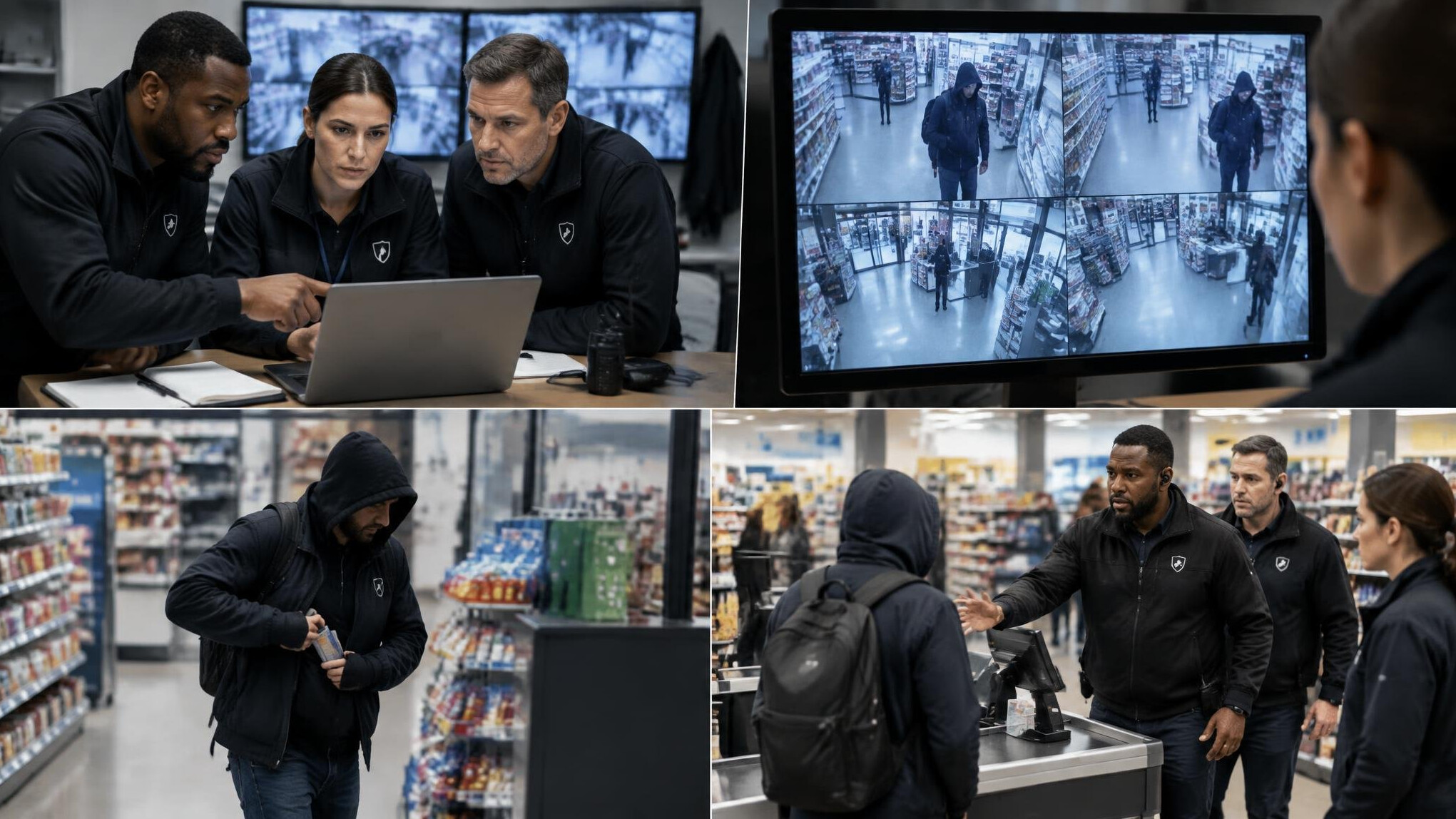 team of store detectives planning