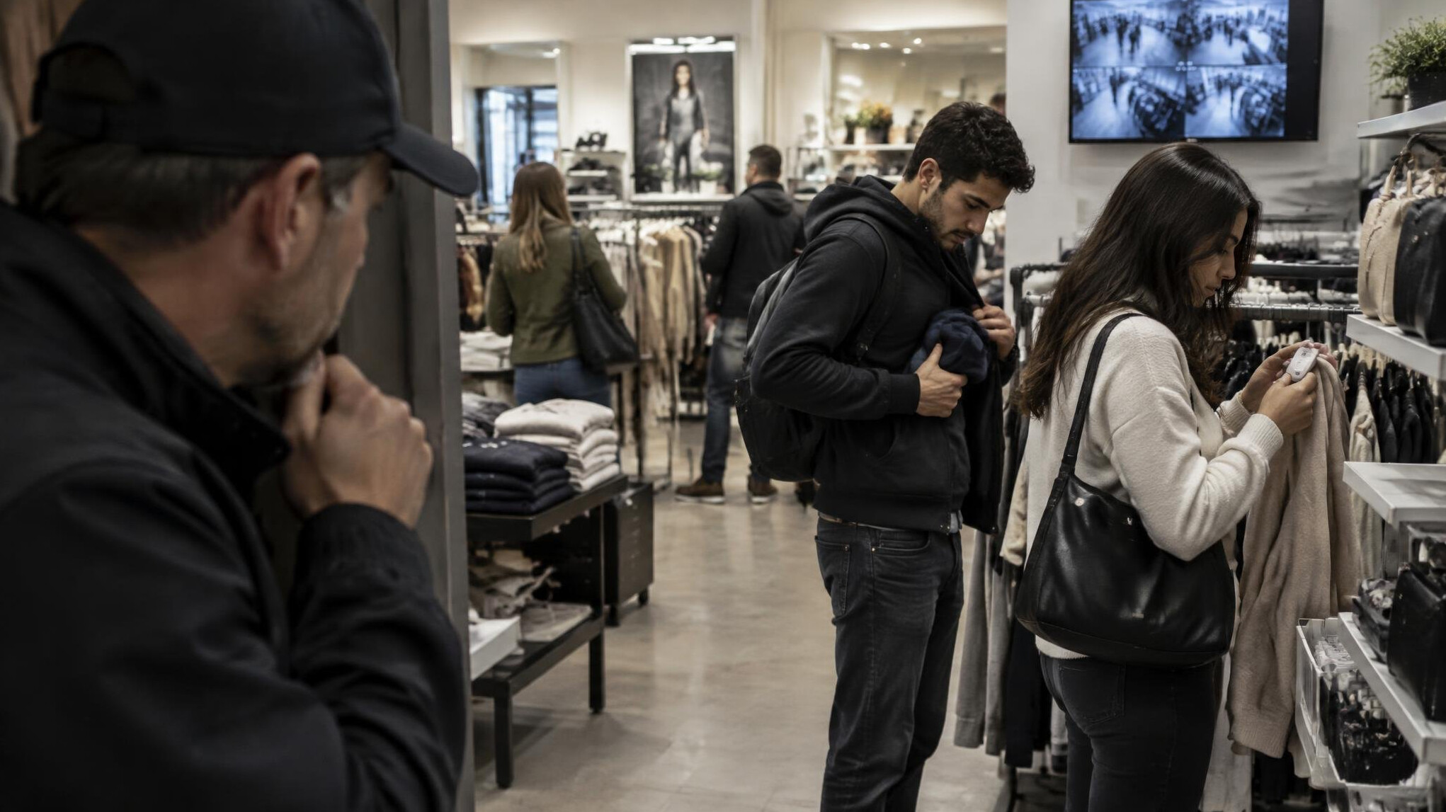 detective observing shoplifters
