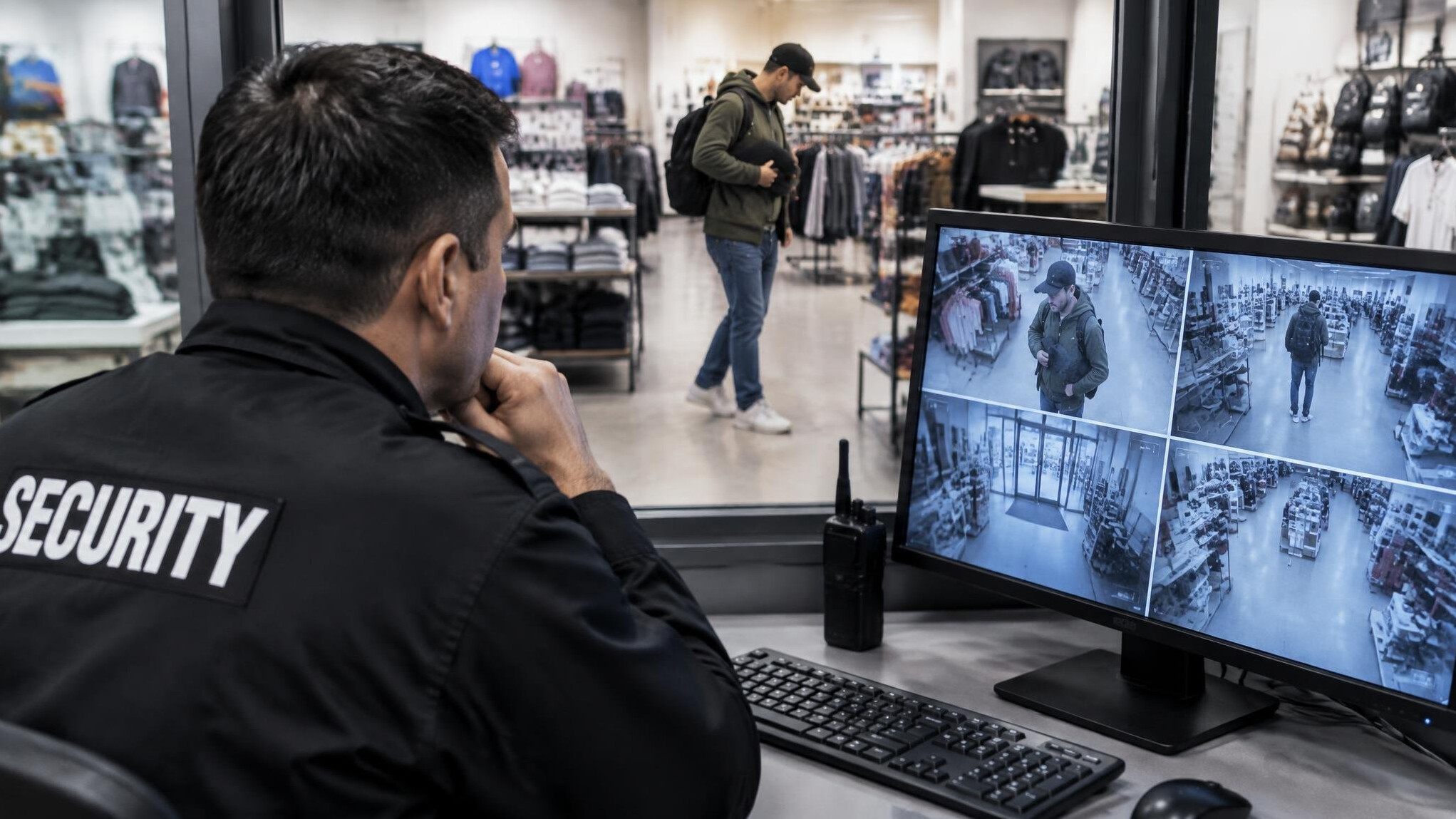store detective observing shopper