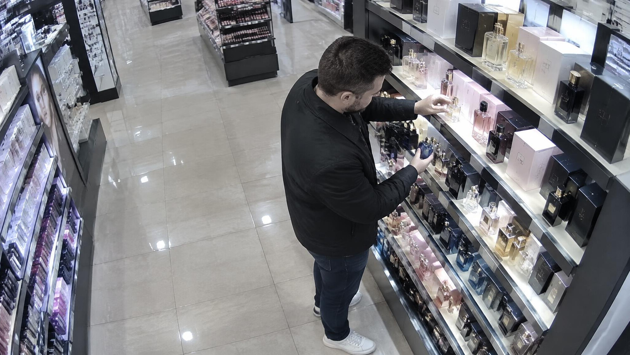 perfume bottles on shelf